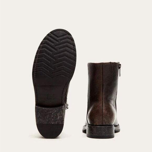 Frye Veronica Inside Zip Boots, Black Distressed Leather 7 $278 - Picture 7 of 8